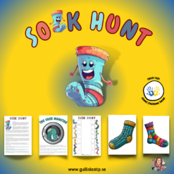 The sock hunt" is a fun and suitable activity for children aged 3 to grade 3. It's a perfect activity to do on Down Syndrome Day and Rock the Socks Day on 3/21 (also known as Crazy Sock Day in English). In this exciting activity, the sock monster has come forward and hidden 14 different socks with different motifs. Now it's up to the kids to look for these hidden socks using their checklist and mark each sock they find. By looking for socks, the children not only get an entertaining task, but they also get the opportunity to be active and move outside in the fresh air. It's a fantastic combination of play and exercise!
