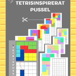 Bild av Tetrisinspirerat pussel med två svårighetsgrader, visar blad med block och rutor för att lägga pusslet.